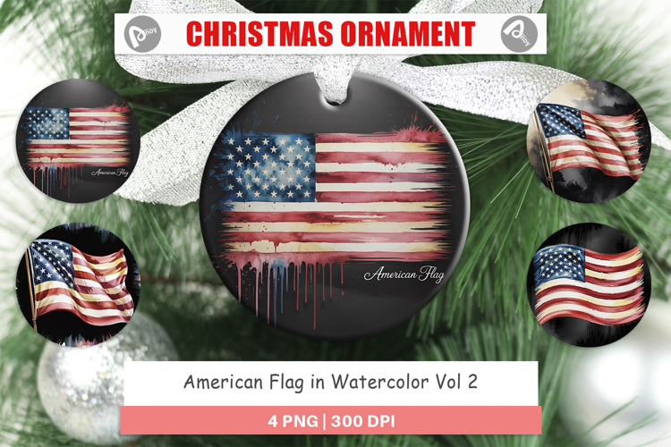 Ornament Watercolor American Flag