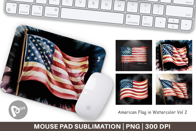 Mouse Pad Watercolor American Flag
