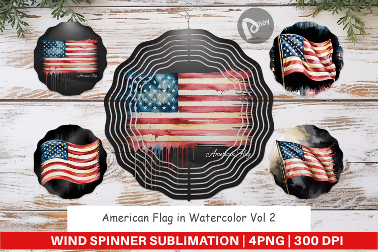 Wind Spinner Watercolor American Flag