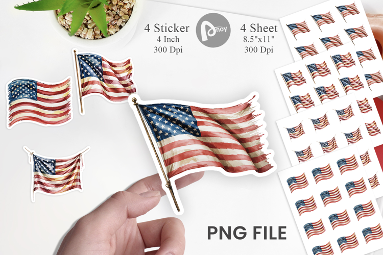 Watercolor American Flag Sticker