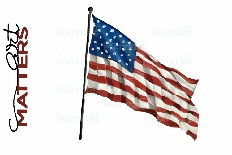 American Flag Watercolor - Hand Painted - 300 DPI