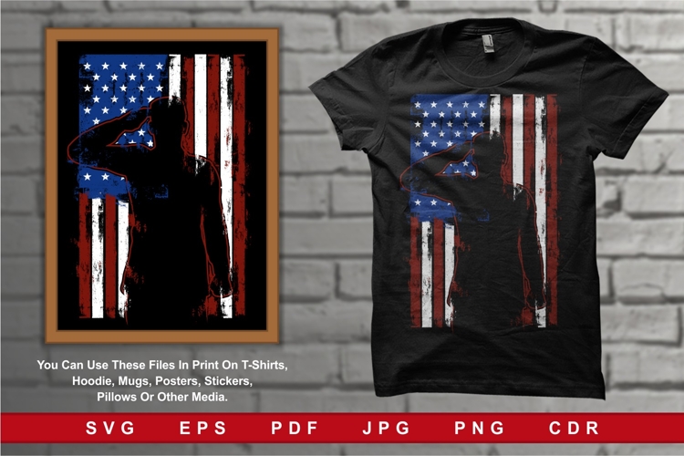 American Flag With Soldier Silhouette