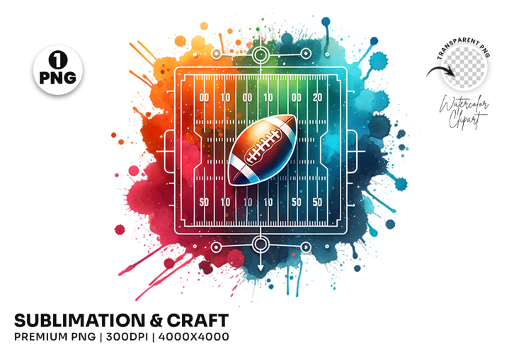 american football field, football splash png, watercolor gridiron, game day graphics, sports event art, football field art, vibrant football, colorful sports, football clipart, sports sublimation, splash art png, football watercolor, football field graphi