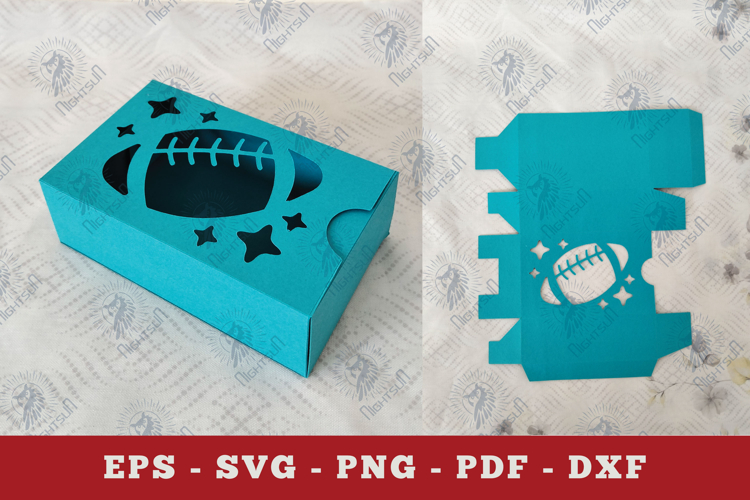 American Football Gift Box Paper Cut SVG