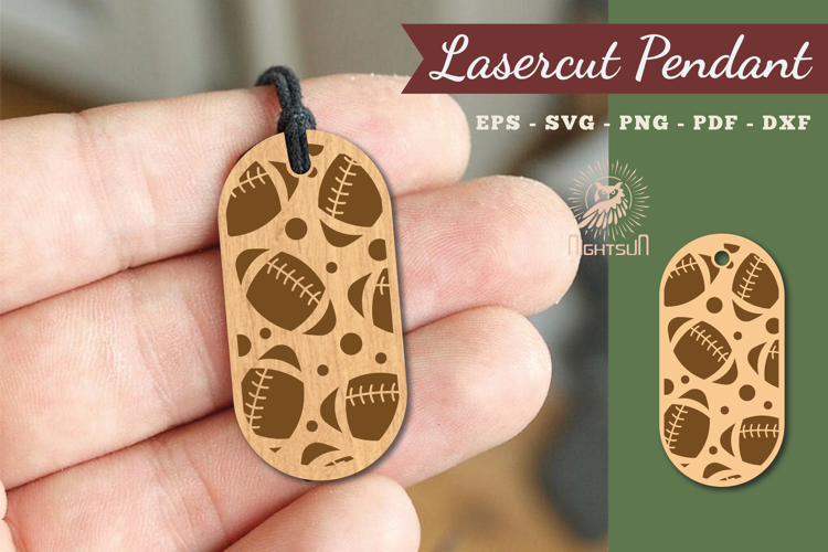 American Football Lasercut Pendant