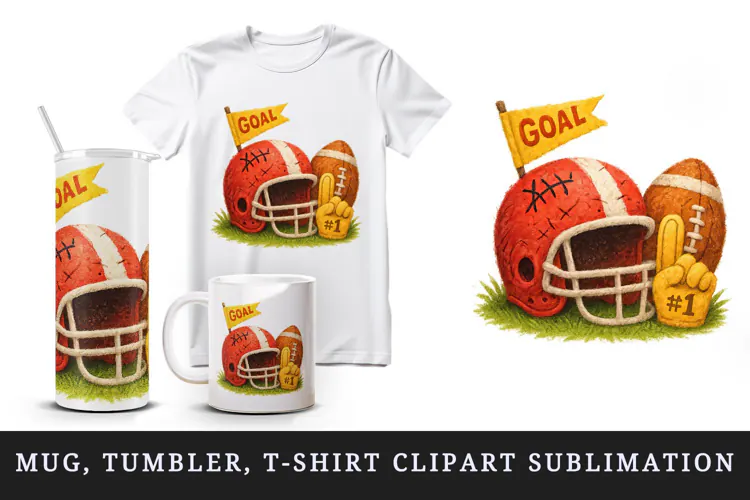 American football tumbler mug clipart sublimation design