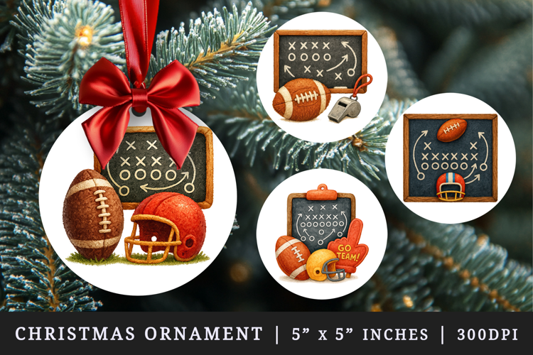 American football round ornaments sublimation design