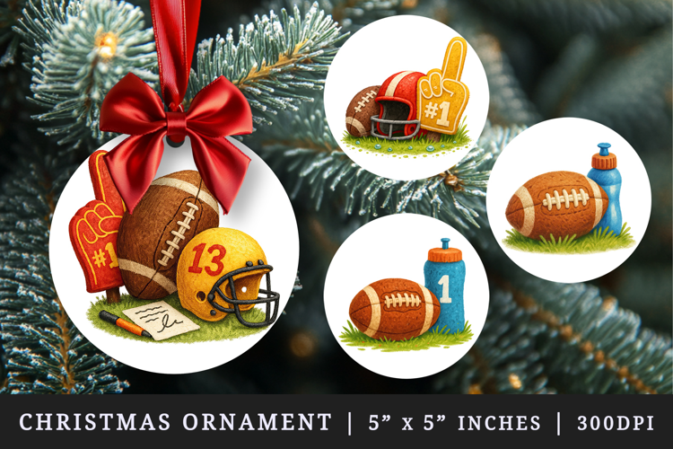 American football round ornaments sublimation design