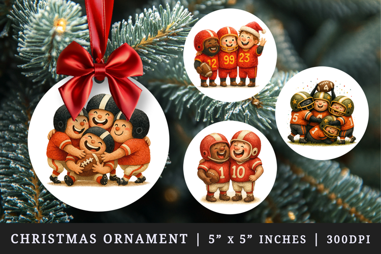 American football round ornaments sublimation design