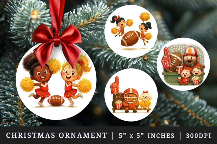 American football round ornaments sublimation design