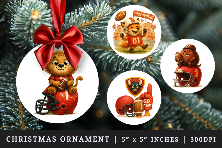 American football round ornaments sublimation design