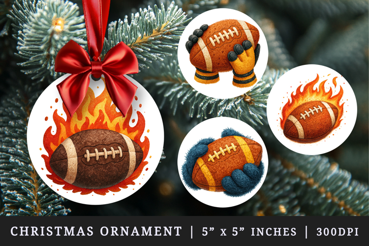American football round ornaments sublimation design
