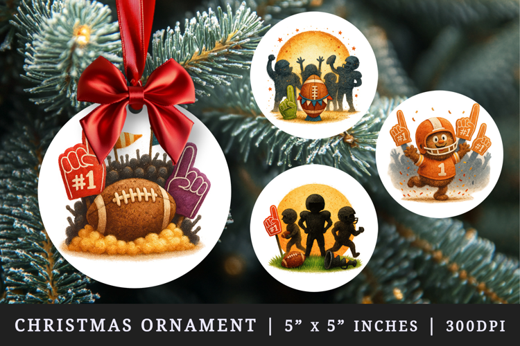American football round ornaments sublimation design