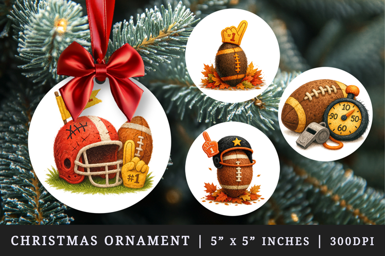 American football round ornaments sublimation design