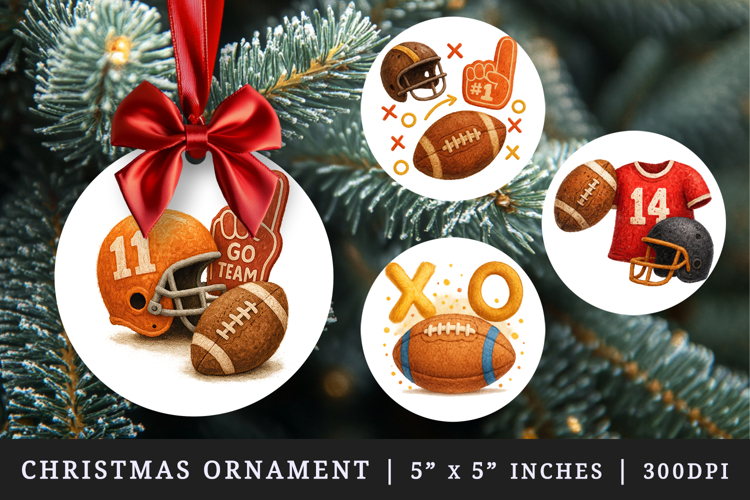American football round ornaments sublimation design