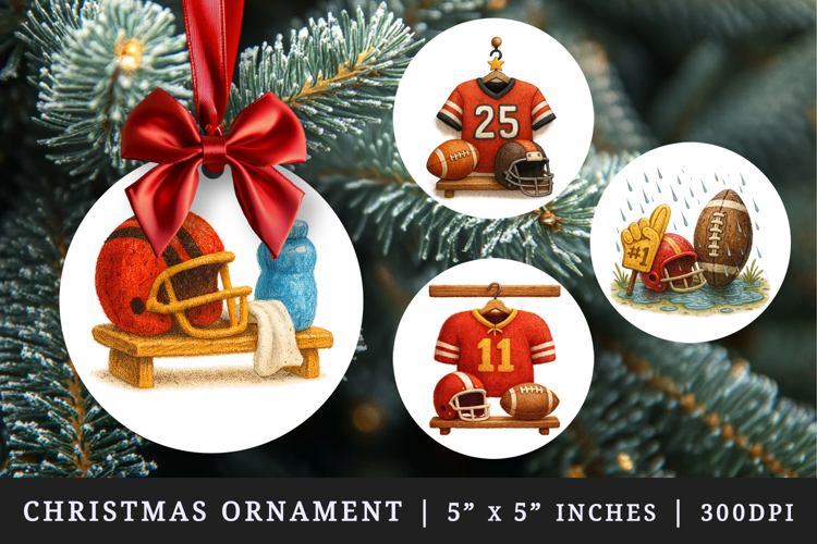 American football round ornaments sublimation design