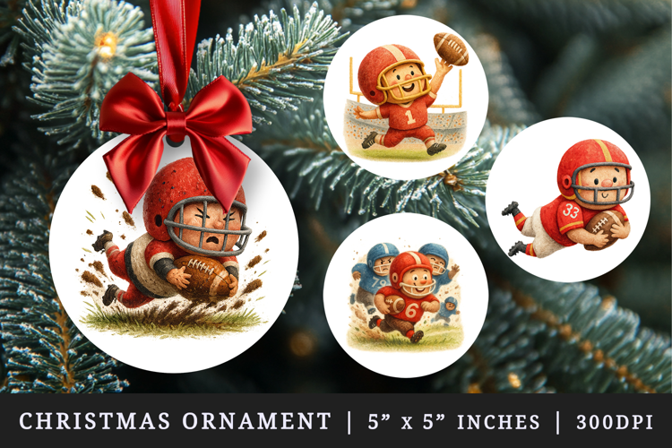 American football round ornaments sublimation design