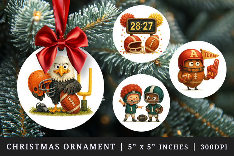 American football round ornaments sublimation design