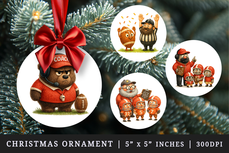 American football round ornaments sublimation design