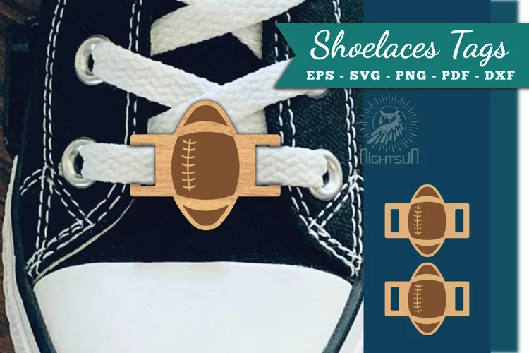 American Football Shoelaces Tags Laser Cut SVG