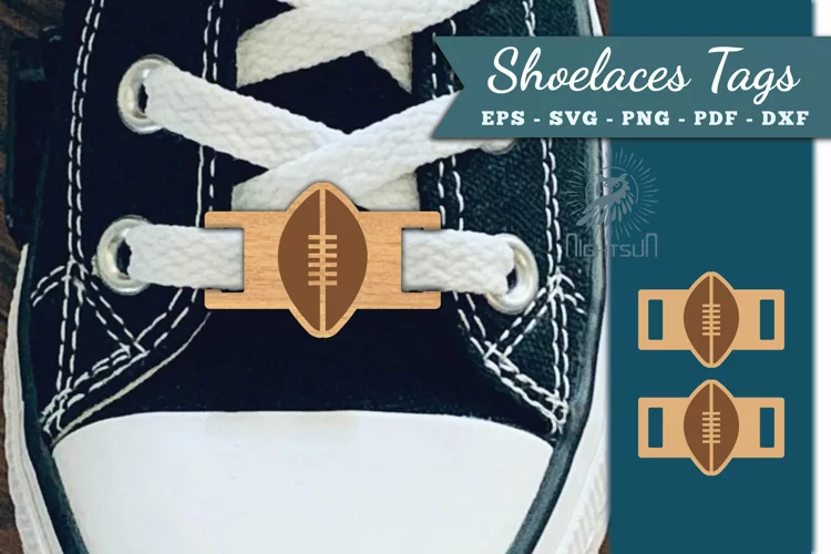American Football Shoelaces Tags Laser Cut SVG