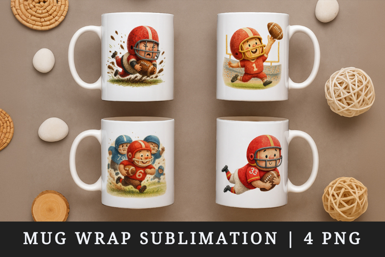American football mug wrap printable sublimation design
