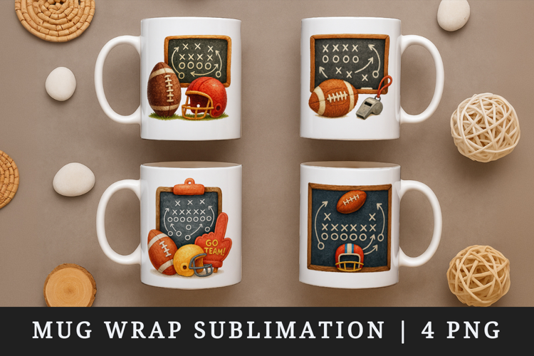 American football mug wrap printable sublimation design