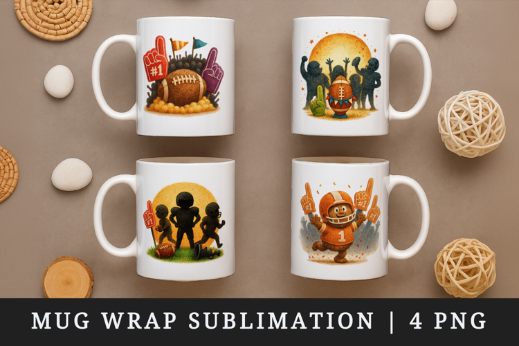 American football mug wrap printable sublimation design