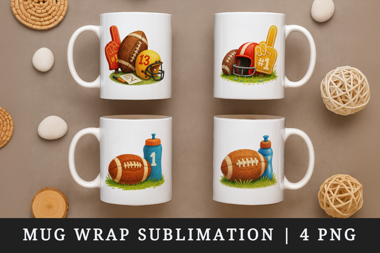American football mug wrap printable sublimation design