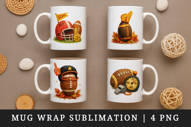 American football mug wrap printable sublimation design