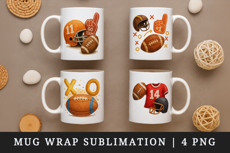 American football mug wrap printable sublimation design