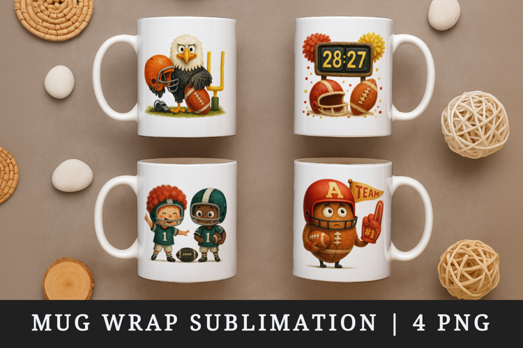 American football mug wrap printable sublimation design