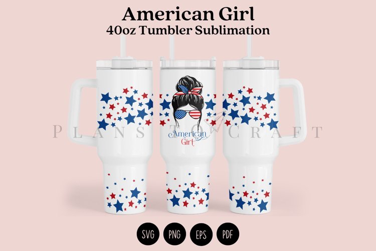 American Girl 40oz Tumbler Sublimation Wrap