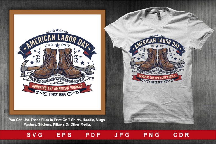 American Labor Day Vintage Hardworking example image 1