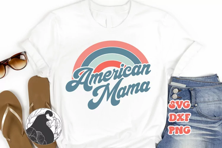 American Mama SVG, Retro 4th of July PNG, Patriotic