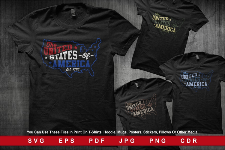 American Map Typography with Red White and Blue, Camouflage