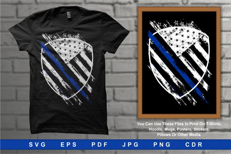 American Police Flag with Badge and Grunge Effect example image 1