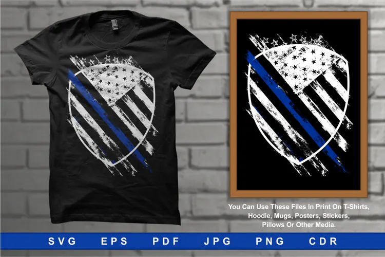 American Police Flag with Badge and Grunge Effect
