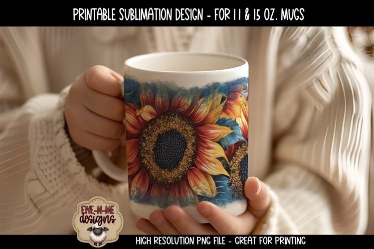 Americana Sunflowers Sublimation Mug - 11 & 15 oz sizes