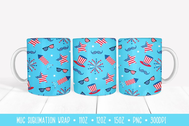 USA Patriotic Mug Sublimation Wrap. 4th of July Mug Design example image 1