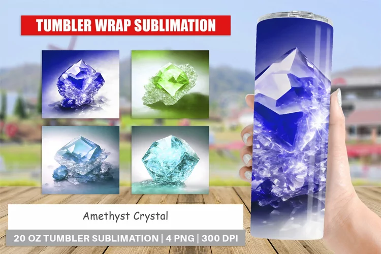 Tumbler Sublimation Wrap Amethyst Crystal