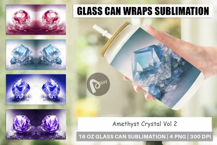 Glass Can Wraps Amethyst Crystal