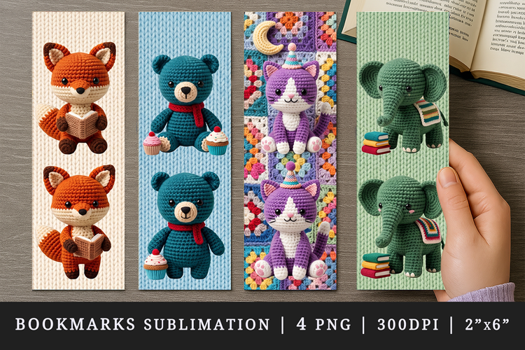 Amigurumi bookmarks printable sublimation bookmark design