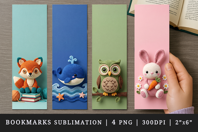 Amigurumi bookmarks printable sublimation bookmark design