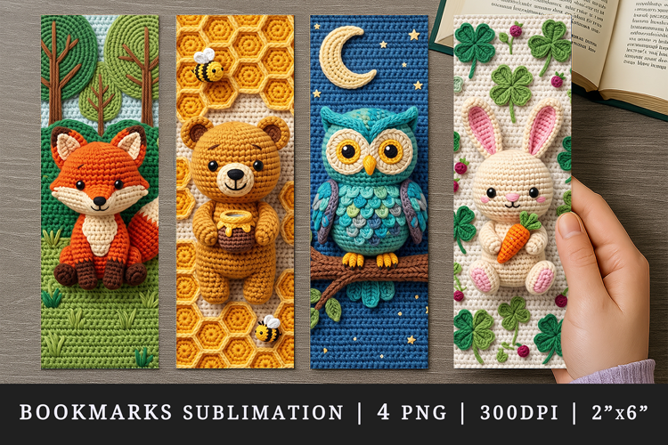 Amigurumi bookmarks printable sublimation bookmark design