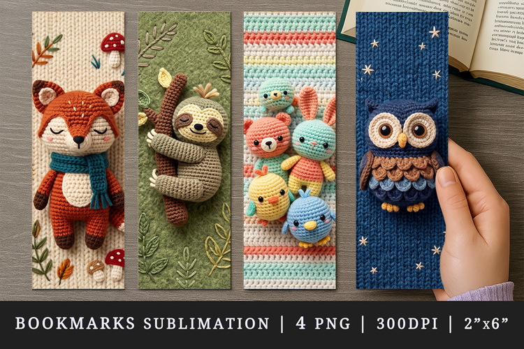 Amigurumi bookmarks printable sublimation bookmark design