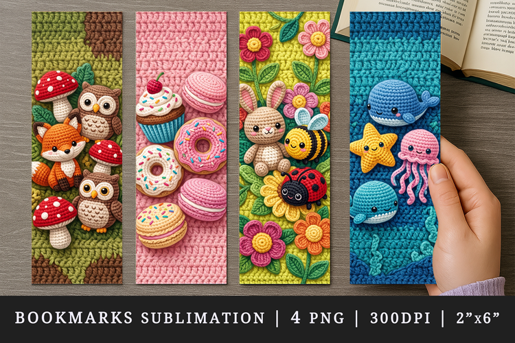Amigurumi bookmarks printable sublimation bookmark design