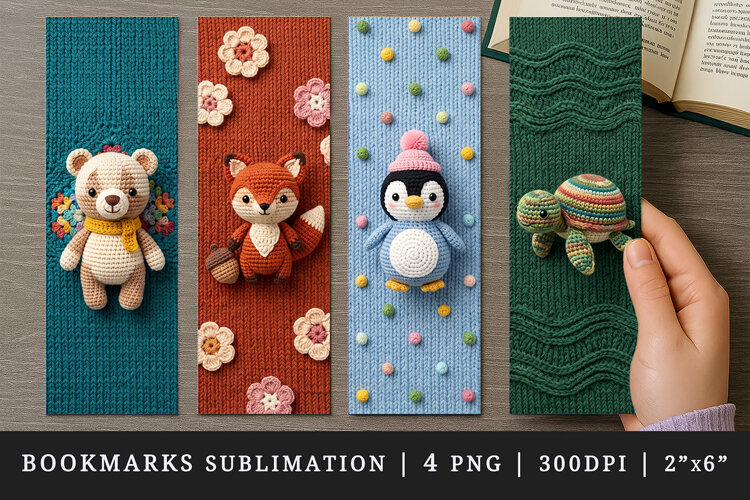 Amigurumi bookmarks printable sublimation bookmark design example image 1