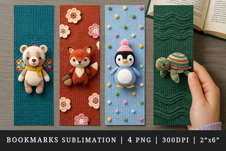 Amigurumi bookmarks printable sublimation bookmark design