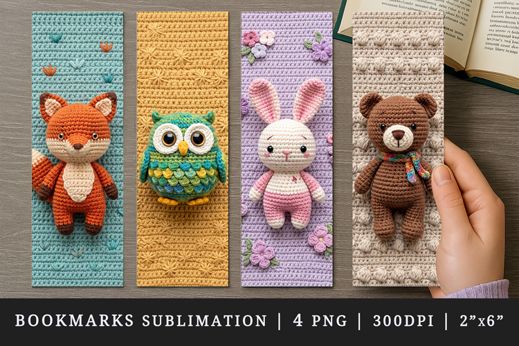 Amigurumi bookmarks printable sublimation bookmark design